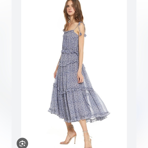 Misa Los Angeles Ryane dress in blue vine - Picture 3 of 6